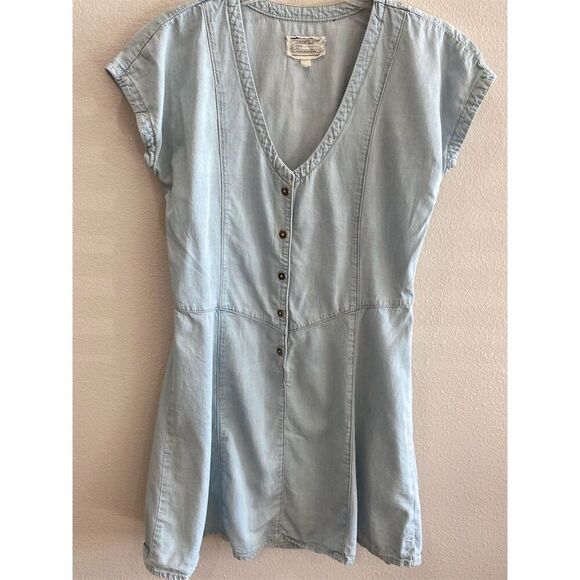 Current/Elliott Women's Blue Chambray Valley Dress Size 1 Short Sleeve - Picture 1 of 5